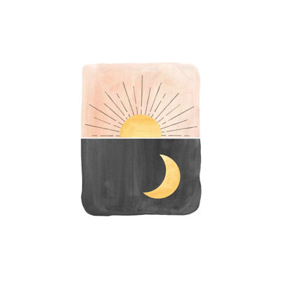 Jour et nuit, soleil et lune - reproduction d'art sur toile tendue