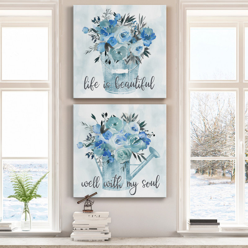 Beautiful - Ensemble de 2 reproductions d'art sur toile tendue, H 10 po x l 10 po x P 1 po