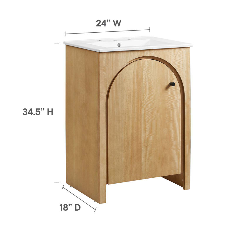 Appia 24" Oak Freestanding Bathroom Vanity with White Ceramic Top