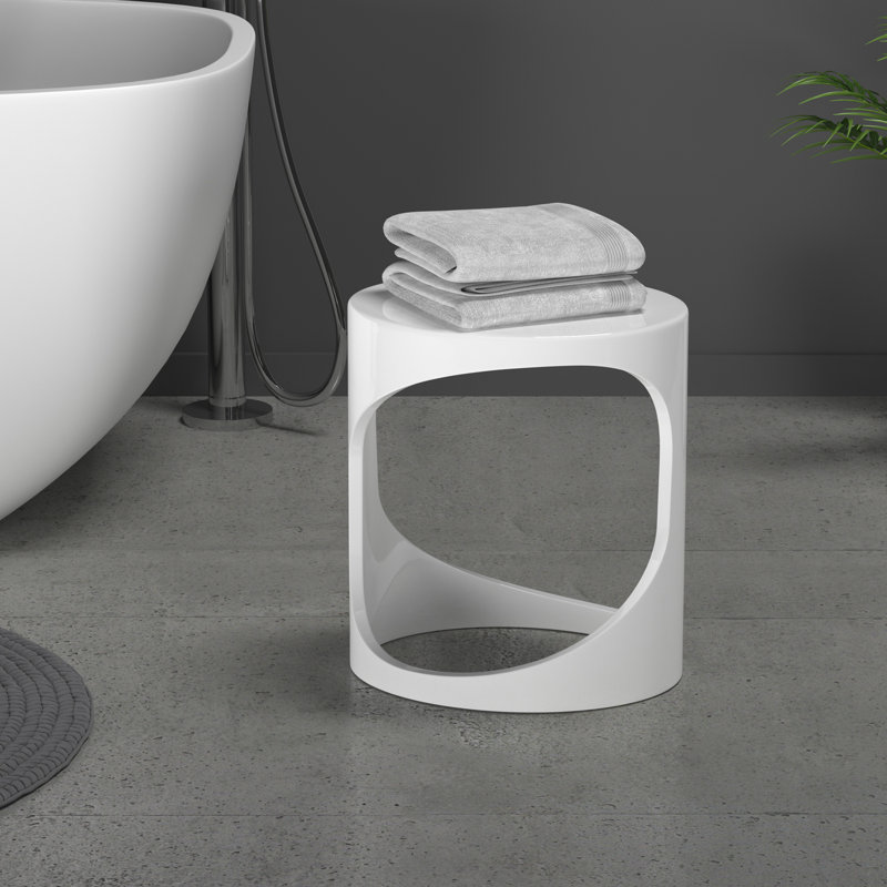 Glossy White Resin Oval Shower Stool