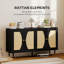 Buffet Boho, armoire avec tablettes réglables, noir