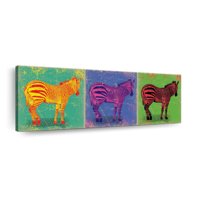 " Retro Coloured Zebras Canvas Print " by PaintboxJenny