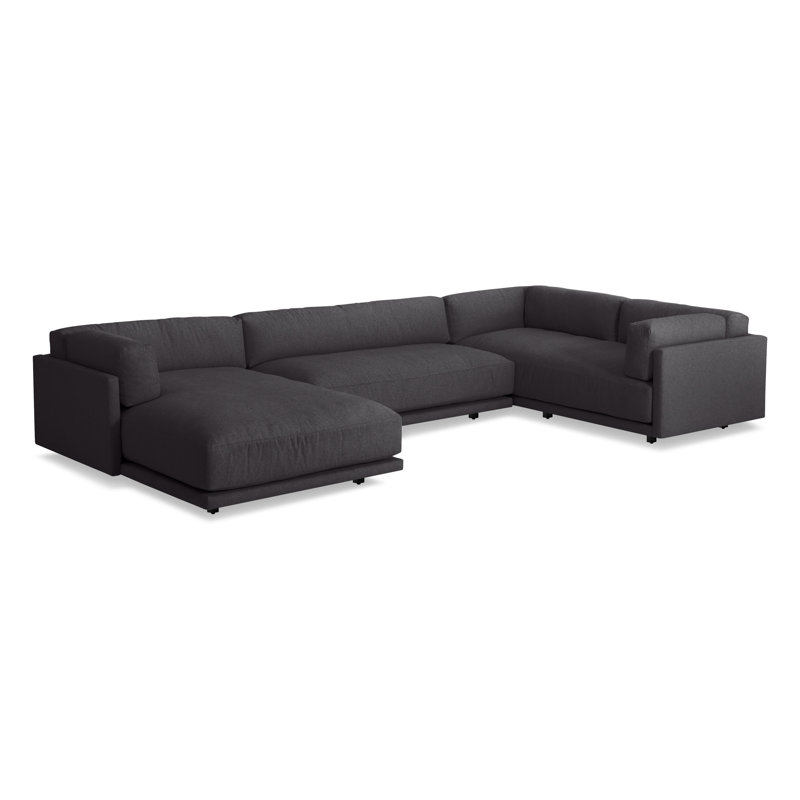 Sunday Sofa & Chaise, Sanford Black Crossweave, Right Hand Facing