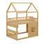 Lit mezzanine double en bois avec lumière intégrée et tablette ouverte, maisonnette avec toit et fenêtre-1815710652