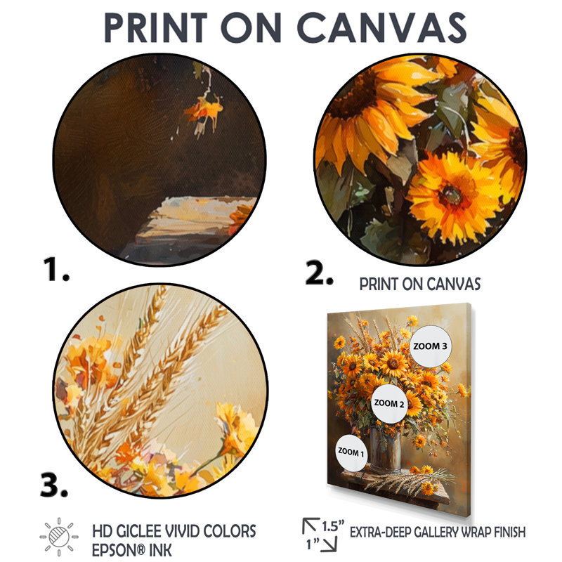 Waycross - impression sur toile florale, Noir, H 20 po x l 12 po, Reproduction encadrée d'une seule photo