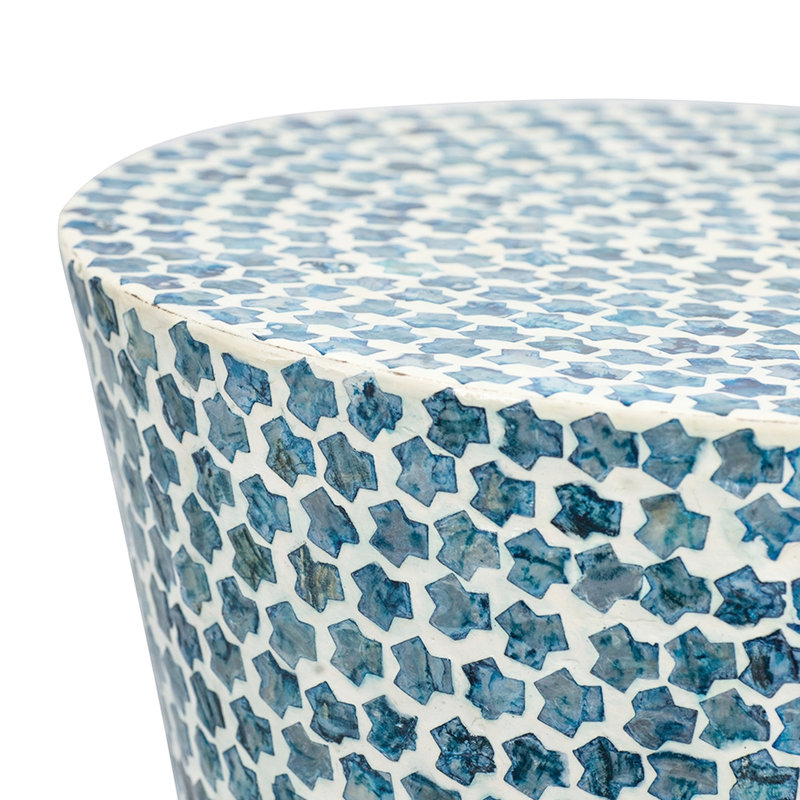 Table d'appoint Tapered, tabouret d'appoint bleu avec incrustation - Art