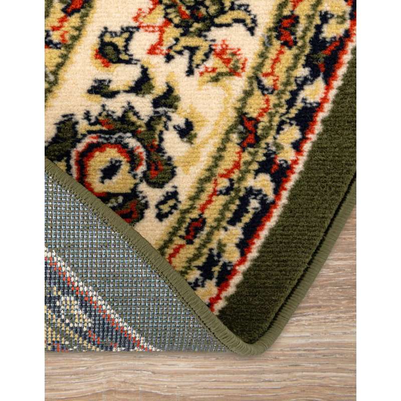 Tapis vert à motif floral Hanan, Vert, Oval 6'1" x 9'