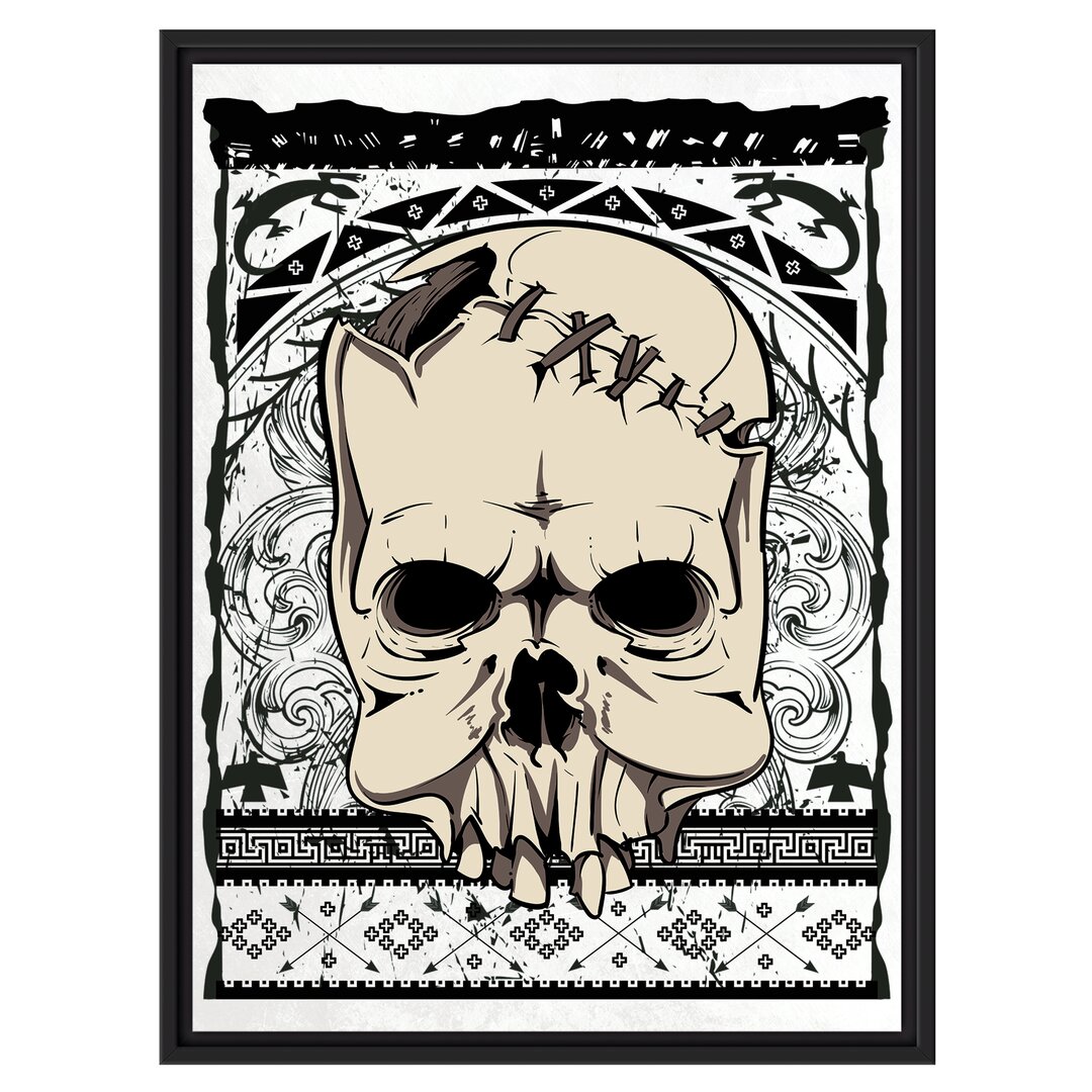 Gerahmtes Wandbild Native skull white