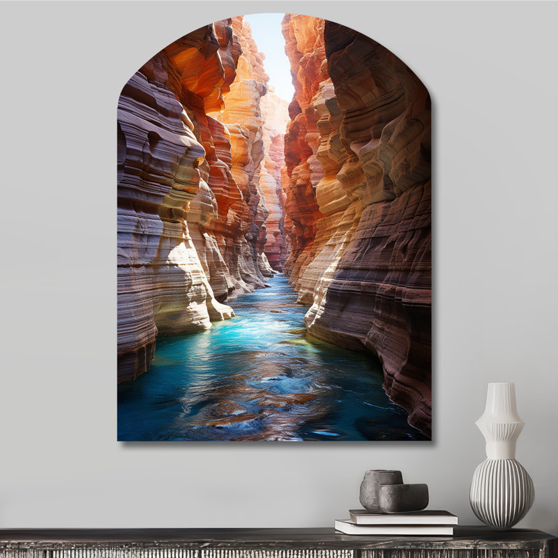 Canyon Antelope Turquoise Drips - Arch Canyon Metal Wall Art, Asymmetrical Metal Wall Sculpture Print, 34" H x 25" W x 1" D