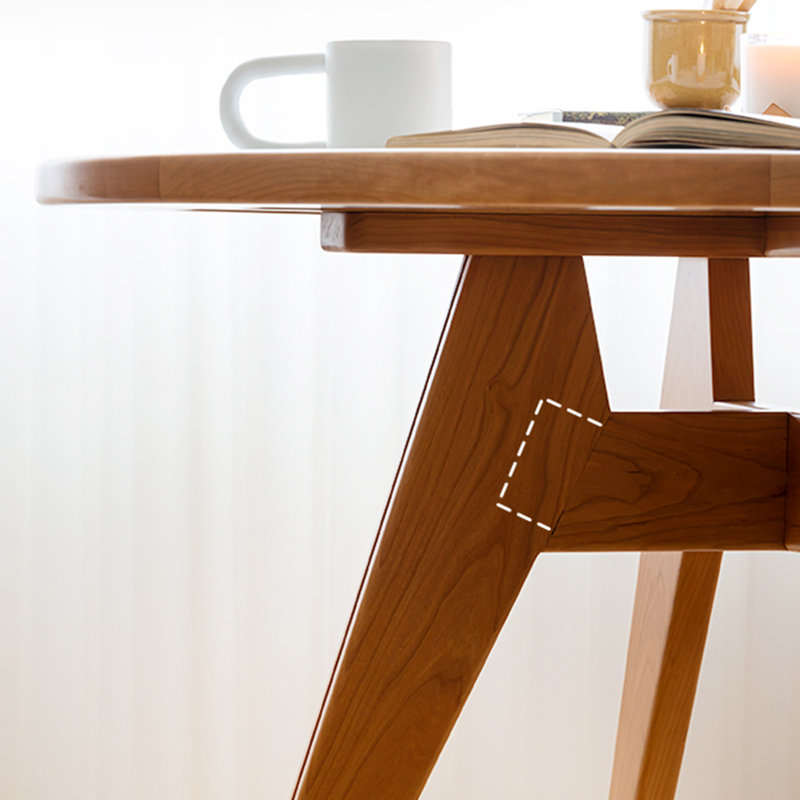Cherry Round Solid Wood Dining Table