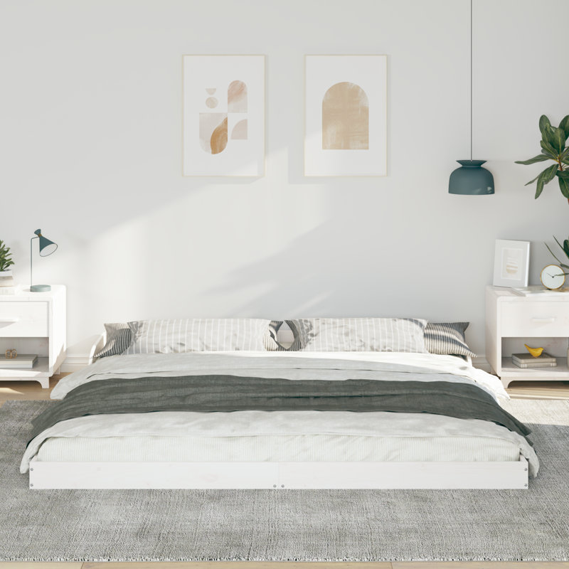 Bed Frame Solid Pine Wood, Small Single (2'6), White