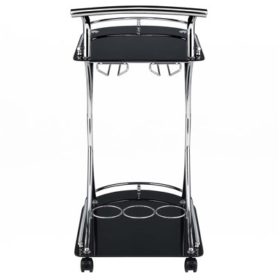 2-Tier Glass Shelf Metal Bar Cart