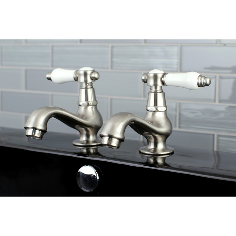 Kingston Brass Bel-Air Two-Handle Deck Mount Basin Tap Faucet, Brushed Nickel