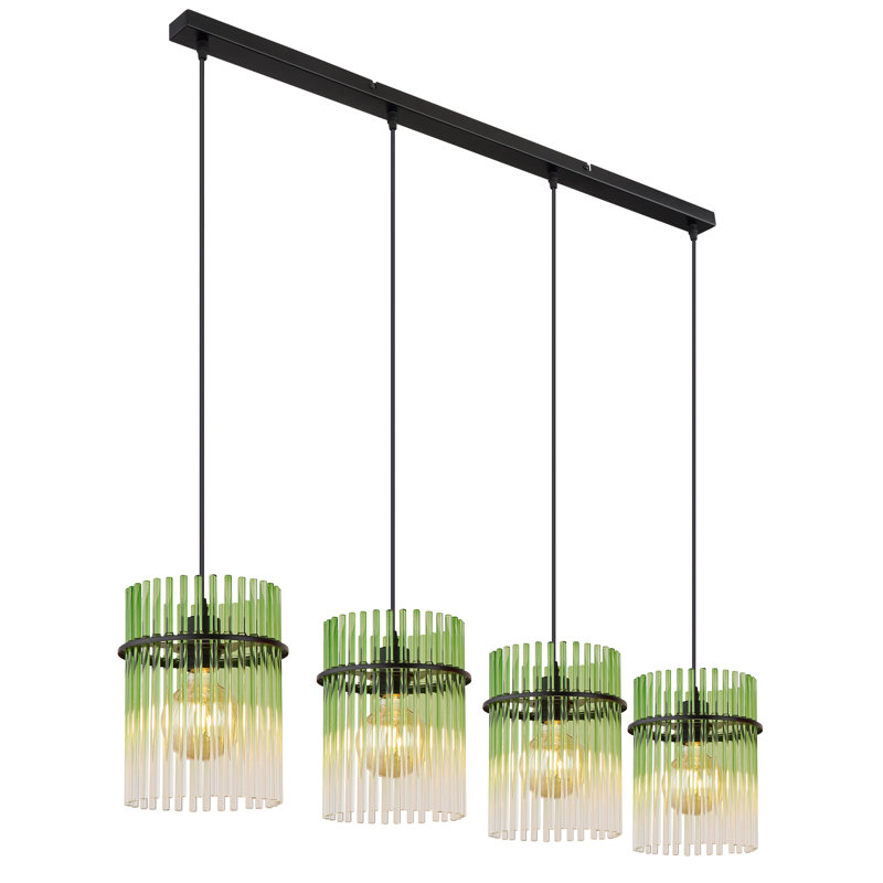 Decole 4 - Light Matte Black Kitchen Island Pendant, Green
