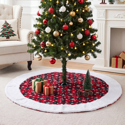 36-Inch Polyester Round Christmas Tree Skirt with White Trim