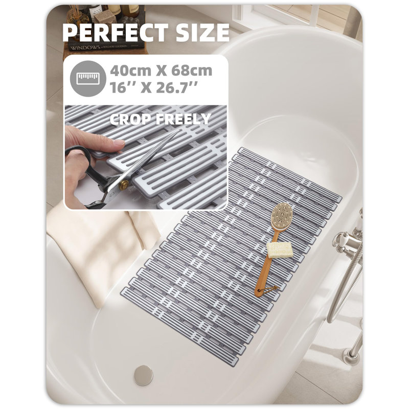 Tapis de bain, Gris / blanc, L 16 po x L 27 po
