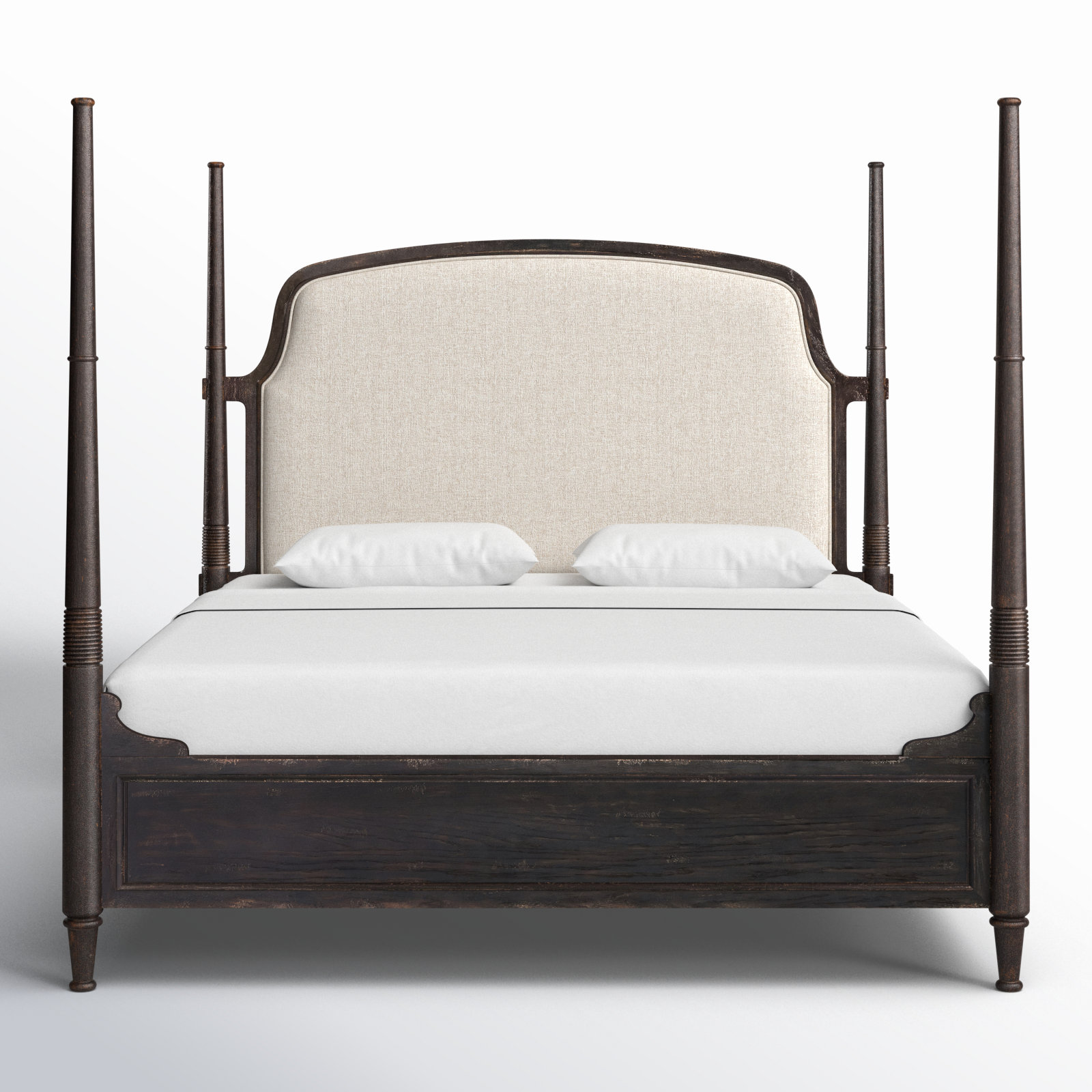 Alcy Four Poster Bed, California King, Black/Beige