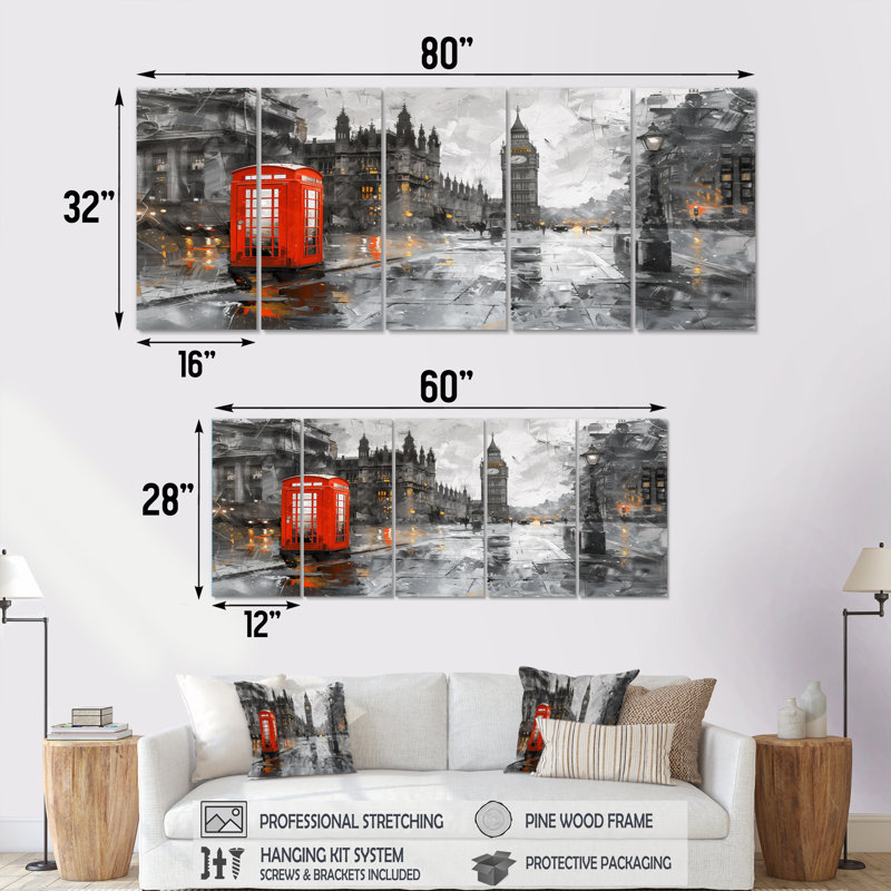 Ensemble d'art sur toile Fortier - City London, H 32 po x l 80 po