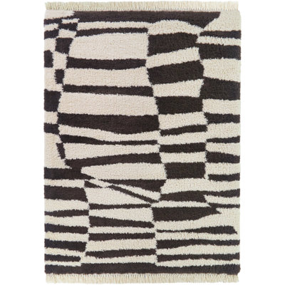 Parnassa Charcoal Modern Geometric Shag Area Rug