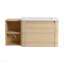 Meuble-lavabo mural de 40 po avec lavabo en céramique blanche et tablettes de rangement et 1 porte à fermeture en douceur, contreplaqué, chêne blanc américain