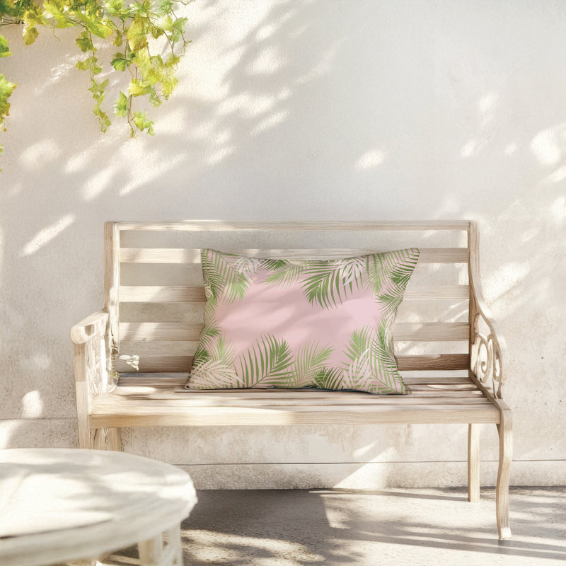 Coussin lombaire d'extérieur Waving Palm Coastal, Rose
