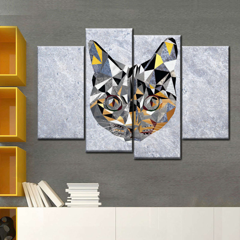 «Geometric Cat», reproduction d'art sur toile, H 27 po x l 43 po x P 1,25 po