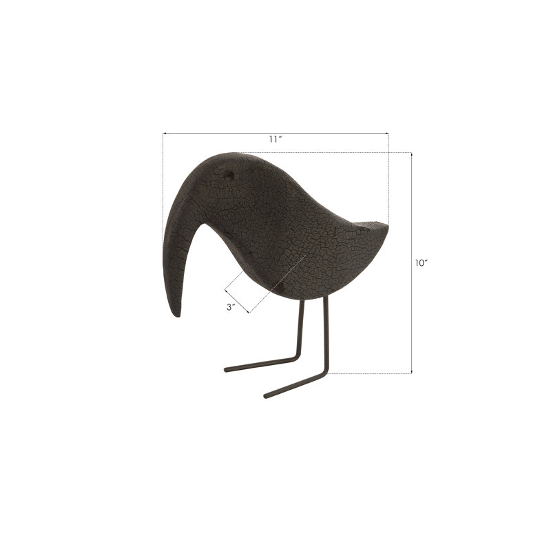 Caldwell Solid Wood Bird Figurine, Black