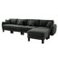 Boucle Fabric Convertible L Shape Sectional 4-Seater Sofa Couch With Distinctive Shell-Shaped Armrests And Removable Ottoman,Cylindrical Legs Wrapped With Self-Fabric-1550015903