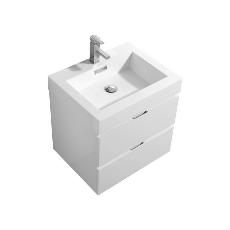 Ensemble de meuble-lavabo simple de 24 po pour la salle de bain à fixation murale Royka, Blanc