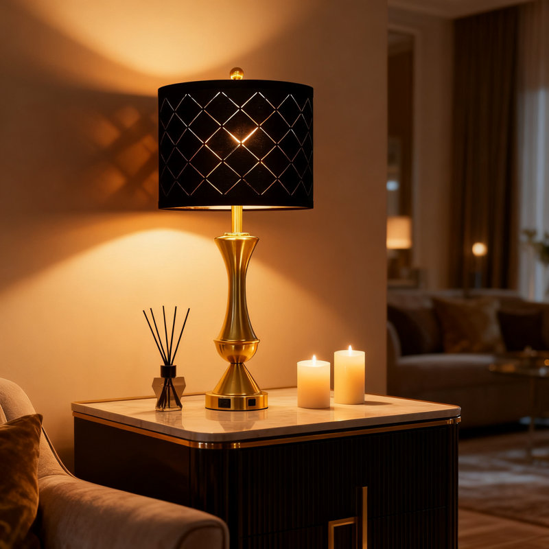 Ensemble de 2 lampes de table modernes avec ports et prises de charge USB, lampes de chevet à commande tactile à intensité variable à 3 voies pour le salon et la chambre à coucher, comprend des ampoules DEL