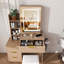 Bureau de coiffeuse moderne avec éclairage DEL, prise de courant et rangement-286325881