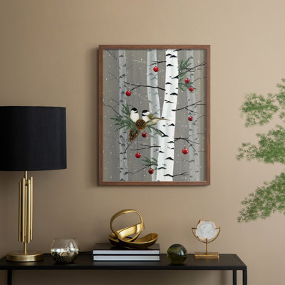 Birch Birds II, reproduction encadrée - bois massif