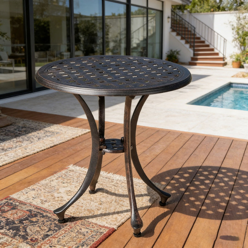 Table d'appoint d'extérieur en fonte d'aluminium 19 po