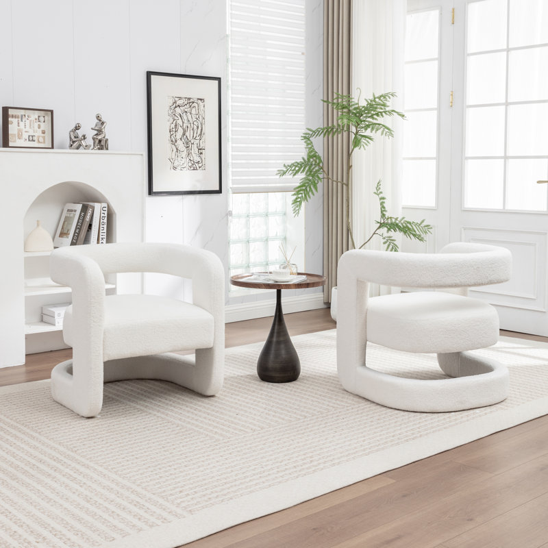 Fauteuil demi-tonneau Modern, Ourson blanc