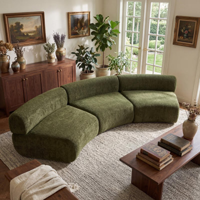 Arcelle 118.5"  Modern Organic Curved Modular Compression Sectional Sofa with Armless Design