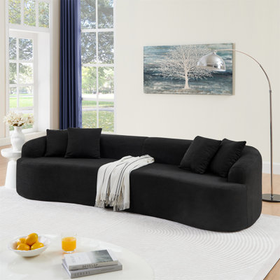Curved Modular Sectional Sofa In Lamb's Wool Fabric, Modern Minimalist Style, Compressed (No Assembly Required), Comfy For Living Room & Bedroom