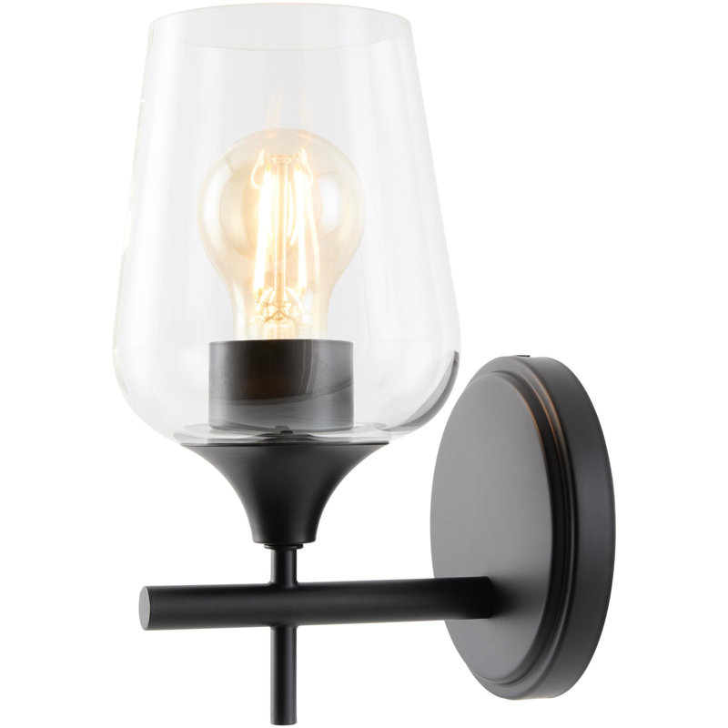 Yueva Wall Sconce, 1, Clear, Matte Black