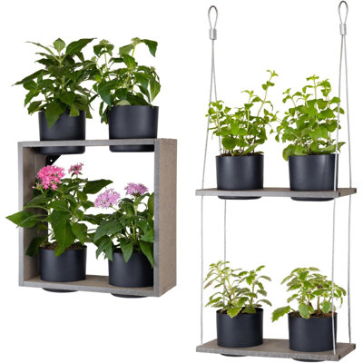 Latitude Run® Urban Garden Decor with Pots Included, Hanging Planters for Indoor Outdoor Plants, Hanging Flowerpots, Wall Hanging Plant Holder Window Plant Shelves (Combo)