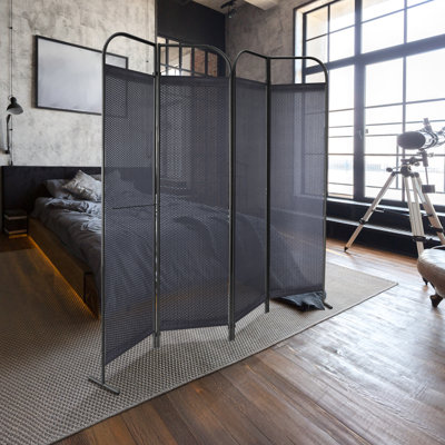 Portable Room Divider, Freestanding Folding Partition Panel, Privacy Screen for Living Room, Bedroom, Office, 68" x 71" by Latitude Run