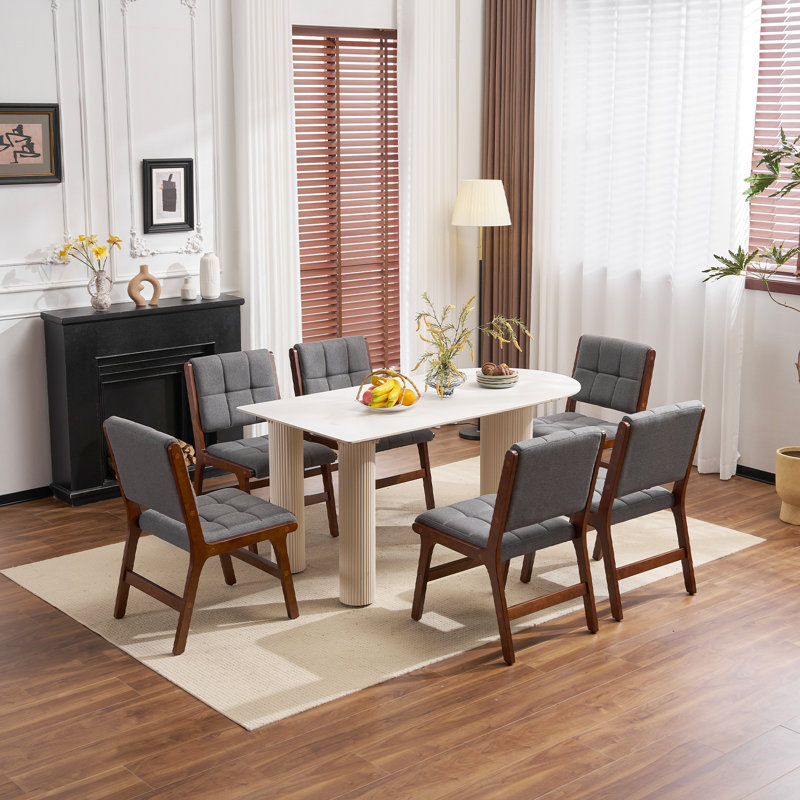 Upholstered Dining Chairs Set of 2 with Rubber Wood Leg for Dining Room, Kitchen, Living Room., Gray