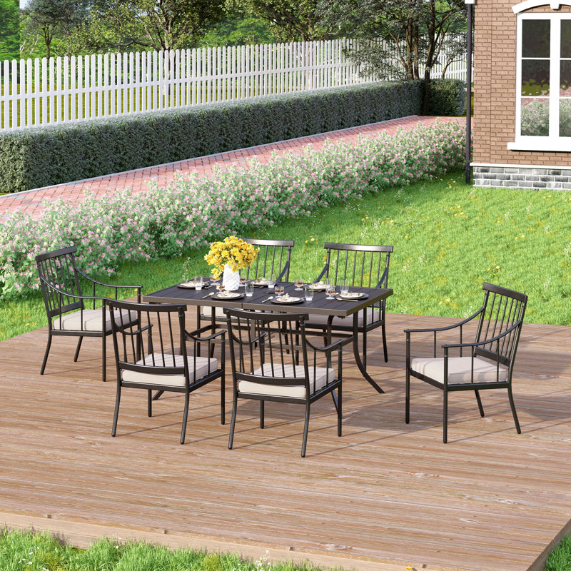 Aivo Rectangular 6 - Person 60'' Long Outdoor Patio Dining Set with Cushions