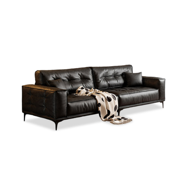 Canapé modulaire noir en similicuir, H 37,4 po x l 118,11 po x P 32,68 po, Noir