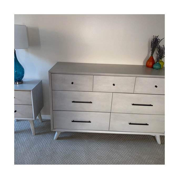 mid century modern dresser grey Ramon 6-drawer Dresser Metallic Sterling