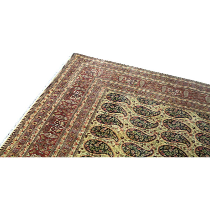 Tapis oriental brun / ivoire noué à la main