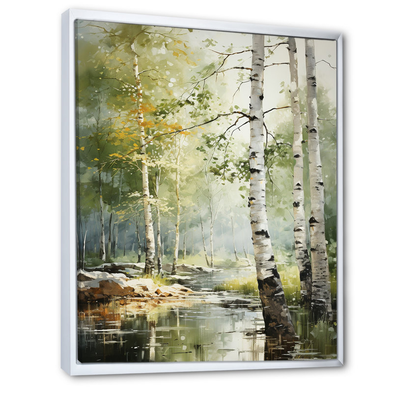 «Tranquil Shadows Green Forest III», reproduction sur toile, Cadre flottant blanc, H 32 po x l 24 po x P 1 po