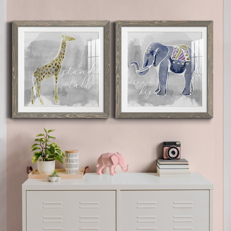 «Stand Tall», ensemble de 2 peintures, H 31,5 po x l 63 po x P 1,5 po, Cadre en papier gris