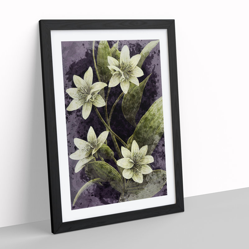 Flowers Water No.1 - Single Picture Frame Print, Black, 64cm H x 46cm W x 2cm D