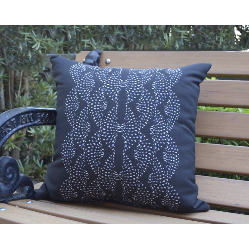 Fickle Florals Geometric Indoor/Outdoor Reversible Throw Pillow, Black, 16" x 16"