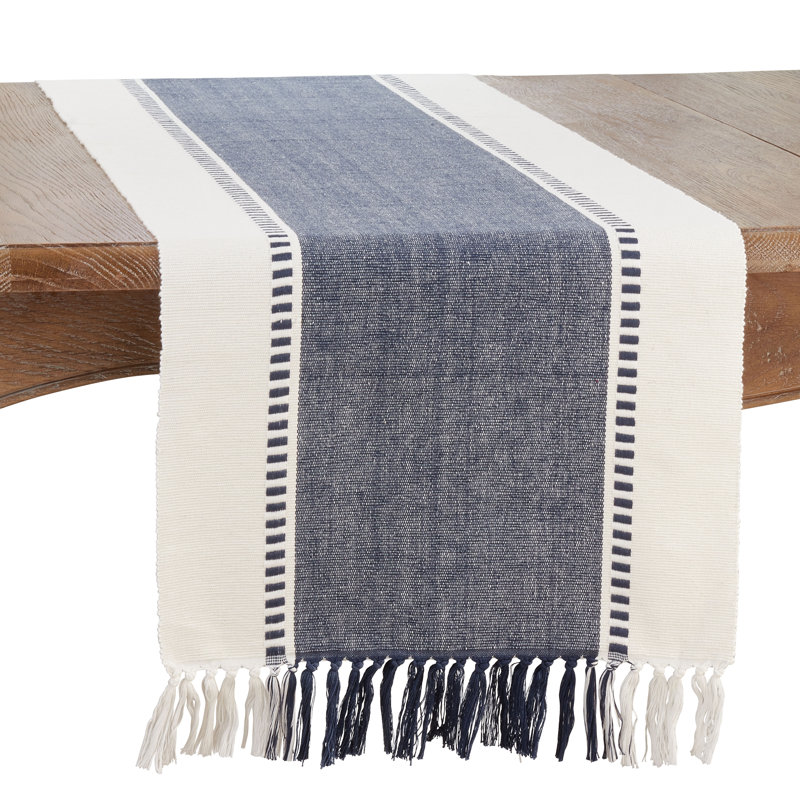 Sonny Collection Geometric Table Runnner, Navy Blue