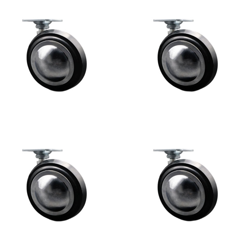 Roulettes à roulettes souples 3 pouces - Ensemble de 4 - SCC, Chrome brillant